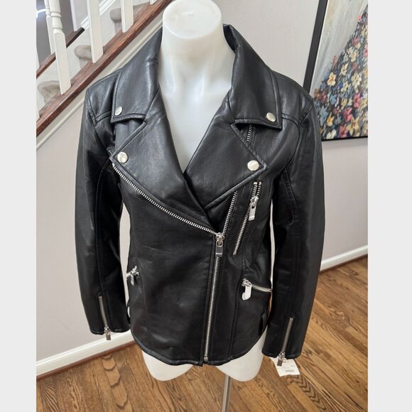 As By Df Jackets & Blazers - NWT AS by DF Brando Recycled Leather Boyfriend Moto Jacket Black Size XS No Belt